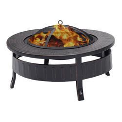 32" Round Metal Firepit Patio Garden Stove - HW53885