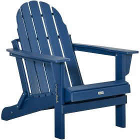 Folding Adirondack Chair, Faux Wood Patio & Fire Pit Chair, Weather Resistant HDPE for Deck, Outside Garden, Porch, Backyard, Blue - as Pic