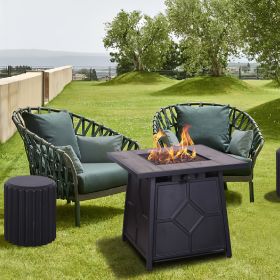 40,000 BTU Steel Propane Gas Fire Pit Table With Steel lid, Weather Cover - as Pic