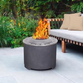 20.5 Inch x 15 Inch Dark Grey Faux Concrete Texture Smokeless Firepit With Wood Pellet/Twig/Wood As The Fuel - as Pic