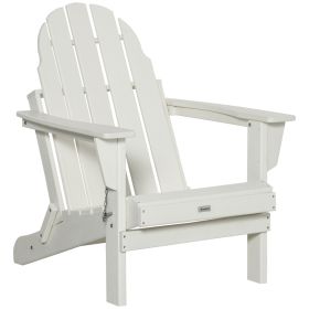 Folding Adirondack Chair, Faux Wood Patio & Fire Pit Chair, Weather Resistant HDPE for Deck, Outside Garden, Porch, Backyard, White - as Pic