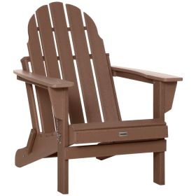 Folding Adirondack Chair, Faux Wood Patio & Fire Pit Chair, Weather Resistant HDPE for Deck, Outside Garden, Porch, Backyard, Brown - as Pic