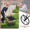 Outdoor Wood Burning Fire Pit with Log Storage Rack and Wheels - Black